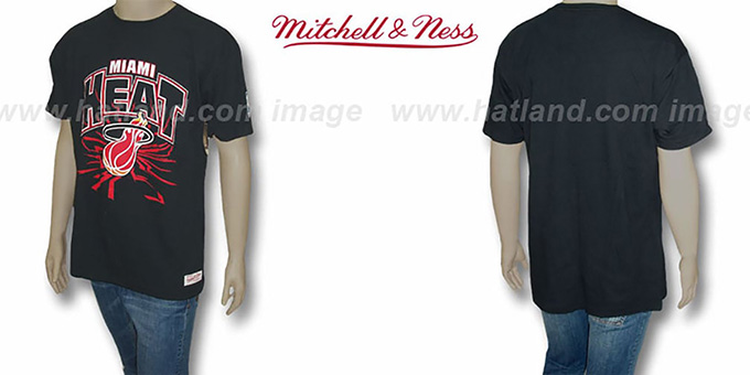 Heat 'EARTHQUAKE' Black T-Shirt by Mitchell and Ness