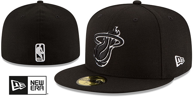 Heat 'NBA TEAM-BASIC' Black-White Fitted Hat by New Era