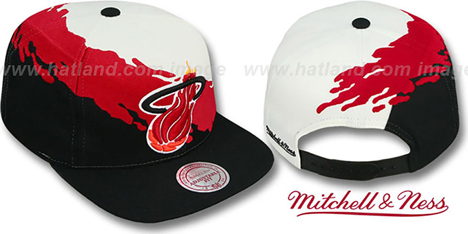 Heat 'PAINTBRUSH SNAPBACK' White-Red-Black Hat by Mitchell and Ness