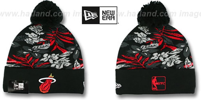 Heat 'SNOW-TROPICS' Black Knit Beanie Hat by New Era