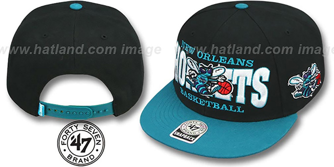 Hornets 'FIRST CLASS SNAPBACK' Black-Teal Hat by Twins 47 Brand