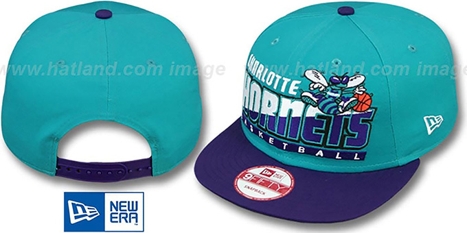 Hornets 'SLICE-N-DICE SNAPBACK' Teal-Purple Hat by New Era