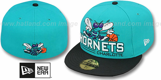 Hornets 'TECH MARK' Teal-Black Fitted Hat by New Era