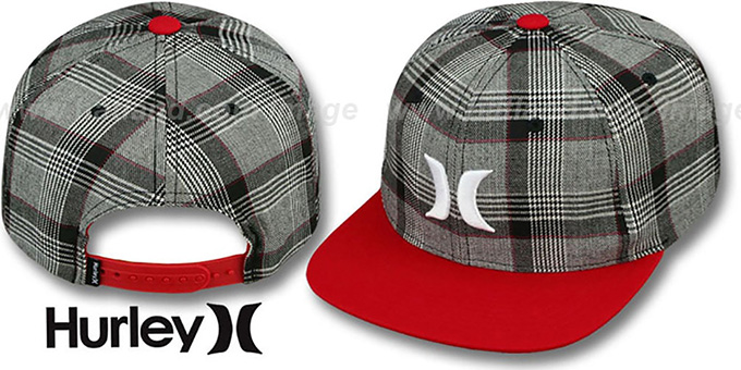 Hurley 'ICON PLAID SNAPBACK' Red Hat