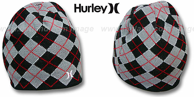Hurley 'MISPRINTED' Black Reversible Knit Beanie Hat