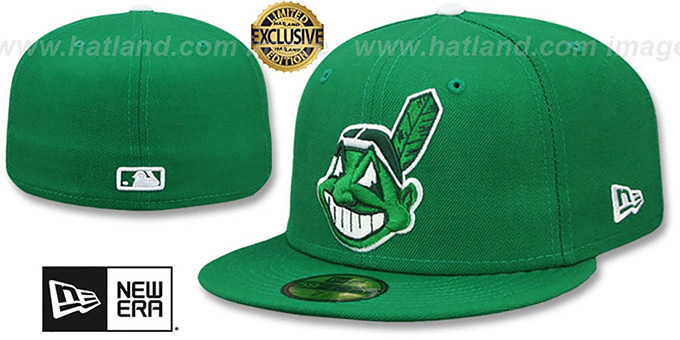 Indians 'CHIEF-WAHOO' Green-White Fitted Hat by New Era