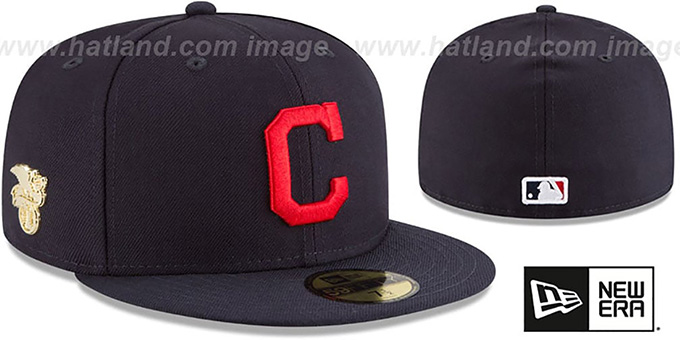Indians 'GILDED TURN' Navy Fitted Hat by New Era