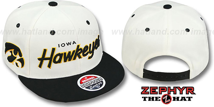 Iowa '2T HEADLINER SNAPBACK' White-Black Hat by Zephyr