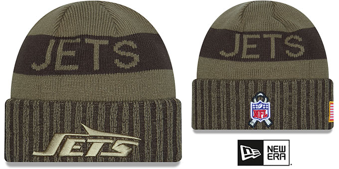 Jets '2025 SALUTE-TO-SERVICE' Olive Knit Beanie Hat by New Era