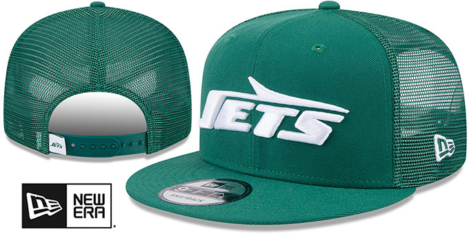 Jets 'THROWBACK TEAM-BASIC TRUCKER SNAPBACK' Green Hat by New Era