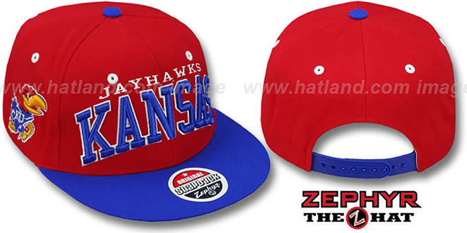 Kansas '2T SUPER-ARCH SNAPBACK' Red-Royal Hat by Zephyr