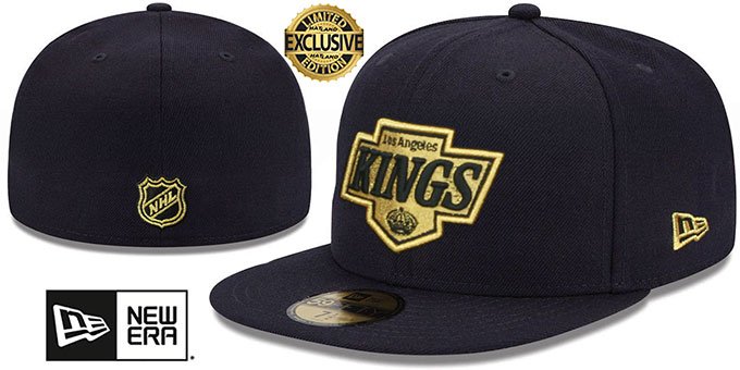 Kings 'GOLD-METALLIC' Black Fitted Hat by New Era