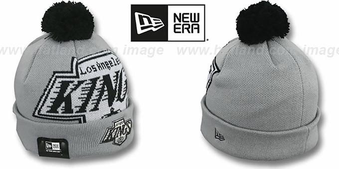 Kings 'NHL-BIGGIE' Grey Knit Beanie Hat by New Era