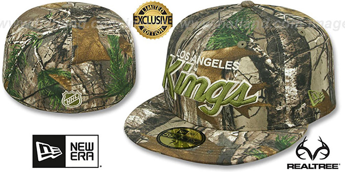 Kings 'NHL TEAM-BASIC SCRIPT' Realtree Camo Fitted Hat by New Era