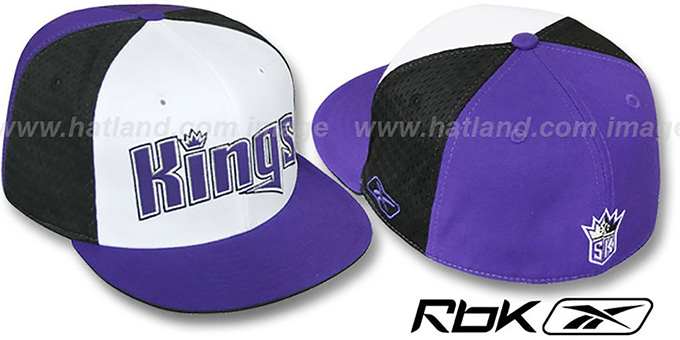 Kings 'SWINGMAN' White-Black-Purple Fitted Hat by Reebok