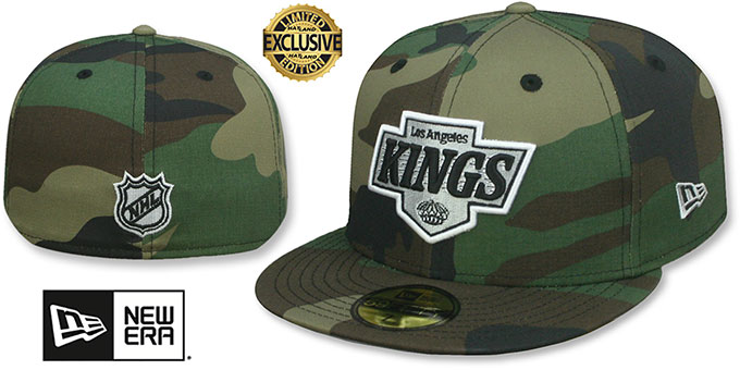 Kings 'TEAM-BASIC' Army Camo-White Fitted Hat by New Era
