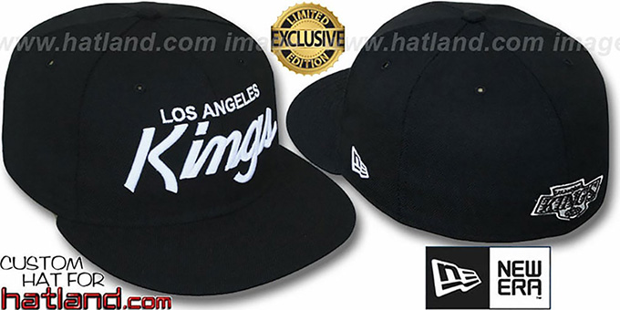 Kings 'TEAM-SCRIPT' Black-White Fitted Hat by New Era