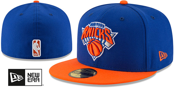 Knicks '2T NBA TEAM-BASIC' Royal-Orange Fitted Hat by New Era