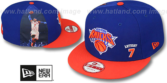 Knicks ANTHONY 'PLAYER-TWIST SNAPBACK' Royal-Orange Hat by New Era
