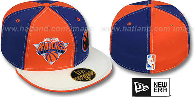 Knicks 'DOUBLE WHAMMY-2' Orange-Royal-White Fitted Hat by New Era