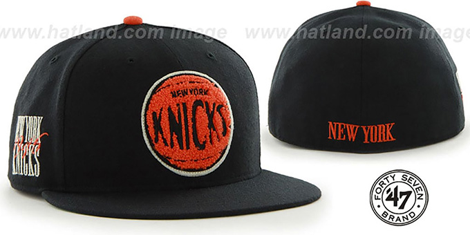 Knicks 'HWC CATERPILLAR' Black Fitted Hat by 47 Brand
