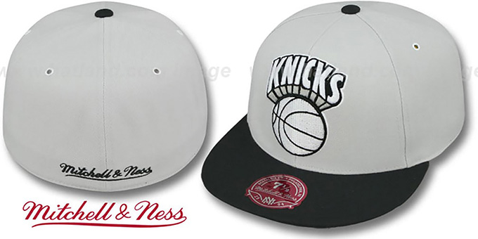 Knicks 'MONOCHROME XL-LOGO' Grey-Black Fitted Hat by Mitchell and Ness