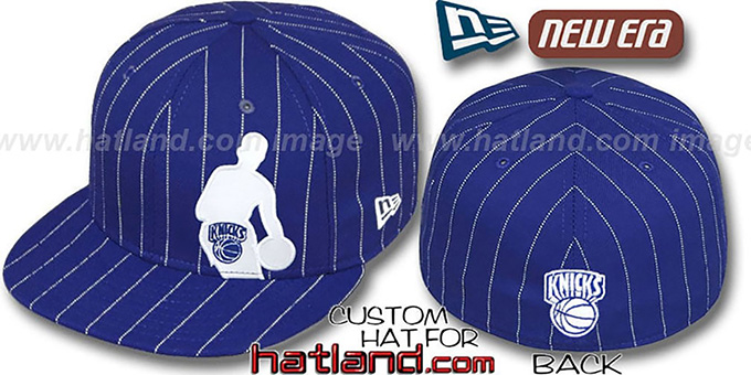 Knicks 'NBA SILHOUETTE PINSTRIPE' Royal-White Fitted Hat by New Era