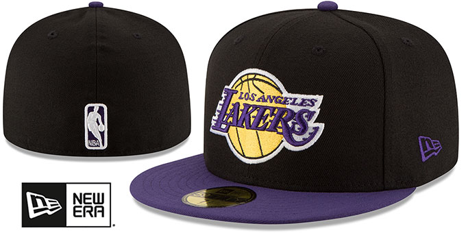 Lakers '2T ALTERNATE NBA TEAM-BASIC' Black-Purple Fitted Hat by New Era