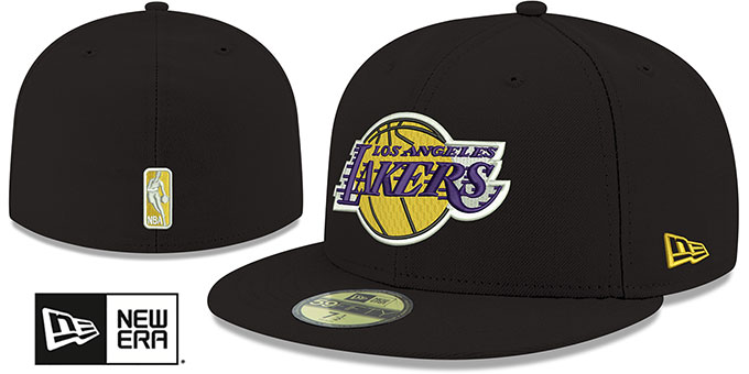 Lakers 'ALTERNATE NBA TEAM-BASIC' Black Fitted Hat by New Era