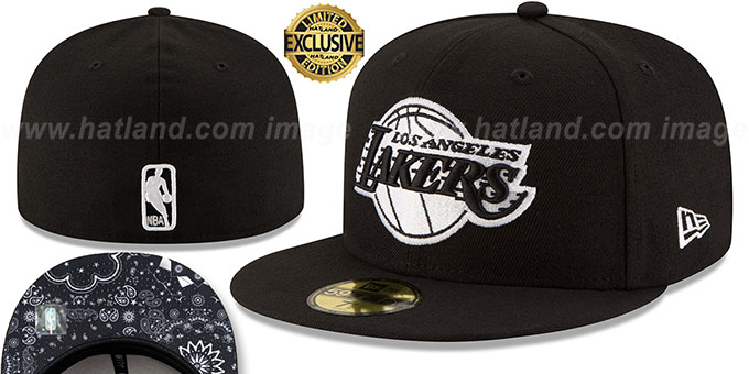 Lakers 'BLACKDANA BOTTOM' Black-White Fitted Hat by New Era