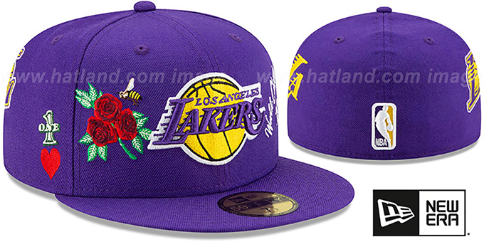 Lakers 'CHAMPS-N-ROSES' Purple Fitted Hat by New Era