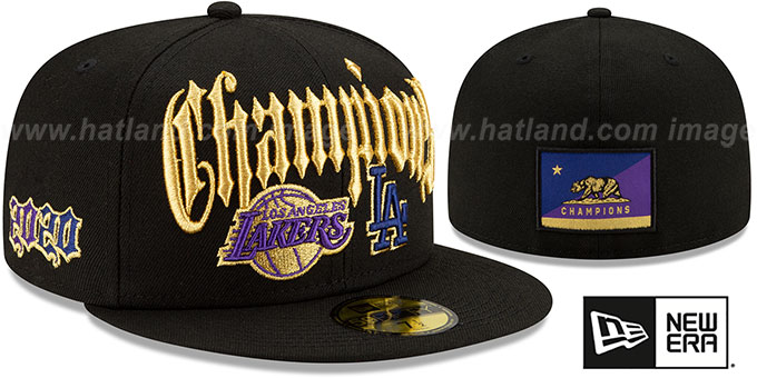 Lakers-Dodgers '2020 MEDIEVAL CO-CHAMPS' Black Fitted Hat by New Era