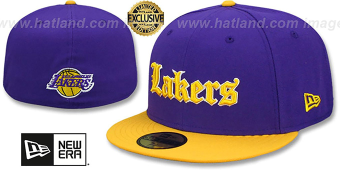 Lakers 'GOTHIC TEAM-BASIC' Purple-Gold Fitted Hat by New Era