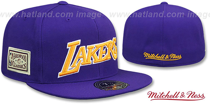 Lakers 'HWC SIDE-PATCH' Purple Fitted Hat by Mitchell and Ness