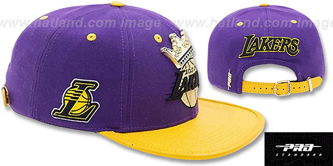 Lakers 'METAL-CROWN STRAPBACK' Purple-Gold Hat by Pro Standard