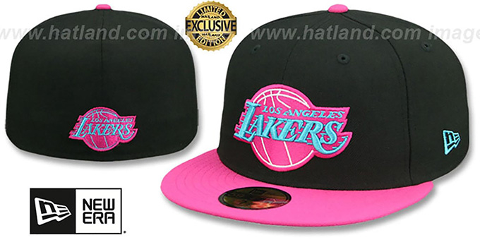 Lakers 'MIAMI VICE' Black-Beetroot Fitted Hat by New Era