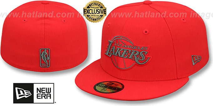 Lakers 'NBA TEAM-BASIC' Fire Red-Charcoal Fitted Hat by New Era
