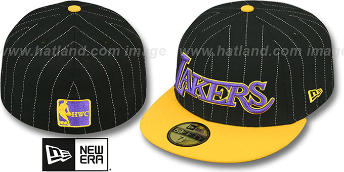 Lakers 'PIN-SCRIPT' Black-Gold Fitted Hat by New Era