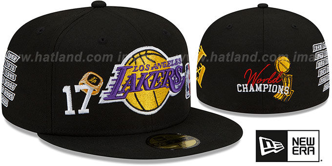 Lakers 'RINGS-N-CHAMPIONS' Black Fitted Hat by New Era