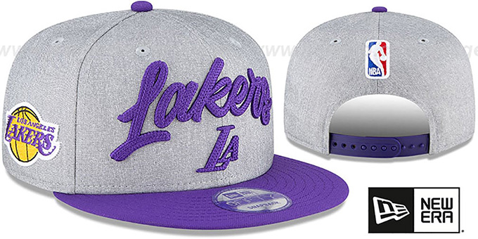 Lakers 'ROPE STITCH DRAFT SNAPBACK' Grey-Purple Hat by New Era