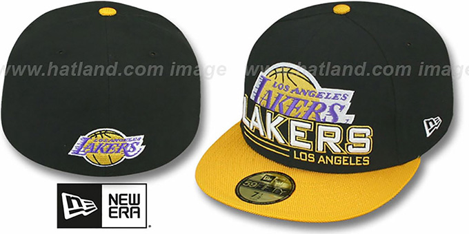 Lakers 'TECH MARK' Black-Gold Fitted Hat by New Era
