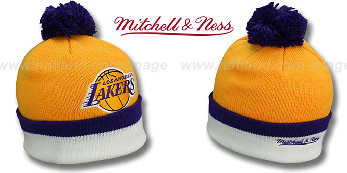 Lakers 'XL-LOGO BEANIE' Gold by Mitchell and Ness