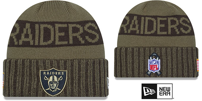 Las Vegas Raiders '2025 SALUTE-TO-SERVICE' Olive Knit Beanie Hat by New Era