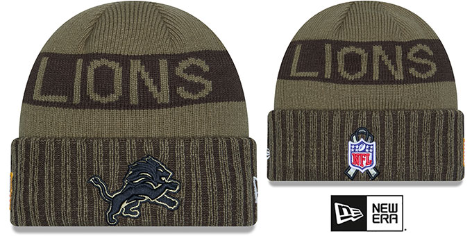 Lions '2025 SALUTE-TO-SERVICE' Olive Knit Beanie Hat by New Era