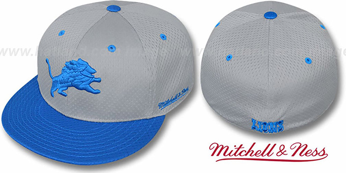 Lions '2T BP-MESH' Grey-Blue Fitted Hat by Mitchell and Ness