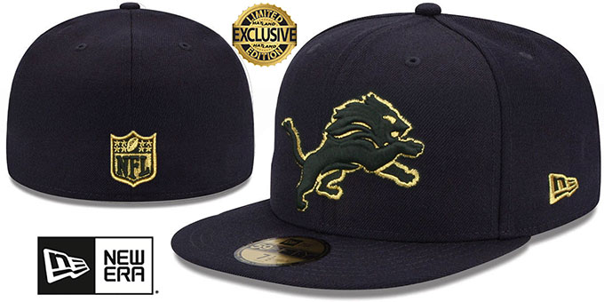 Lions 'GOLD-METALLIC' Black Fitted Hat by New Era