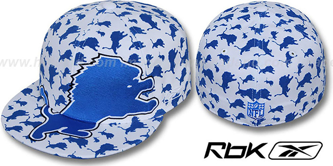 Lions 'SUPERSIZE FLOCKING' White Fitted Hat by Reebok