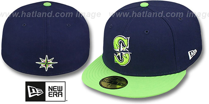 Mariners '2T OPPOSITE-TEAM' Navy-Lime Fitted Hat by New Era