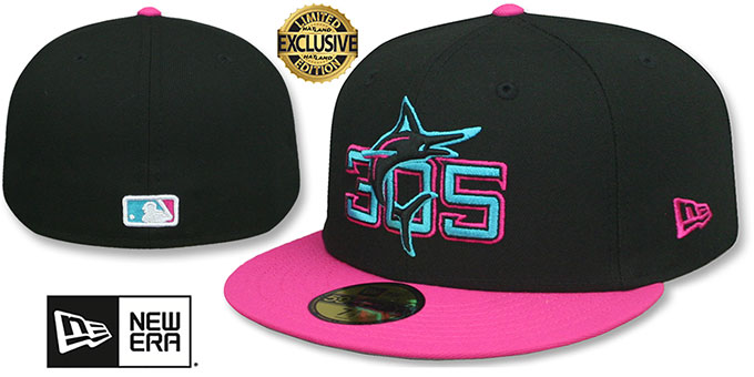Marlins 'ALTERNATE CITY CONNECT' Black-Beetroot Fitted Hat by New Era