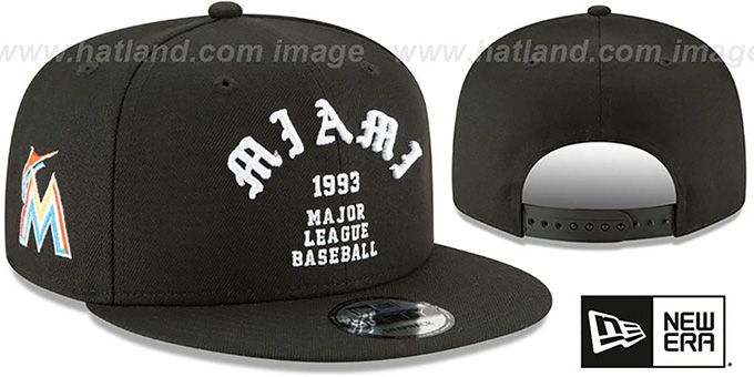 Marlins 'GOTHIC-ARCH SNAPBACK' Black Hat by New Era